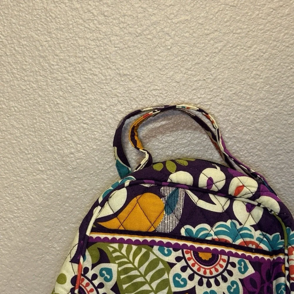 Vera Bradley Plum Crazy Purple Lunch Bag snack plastic lined exterior ID Holder
